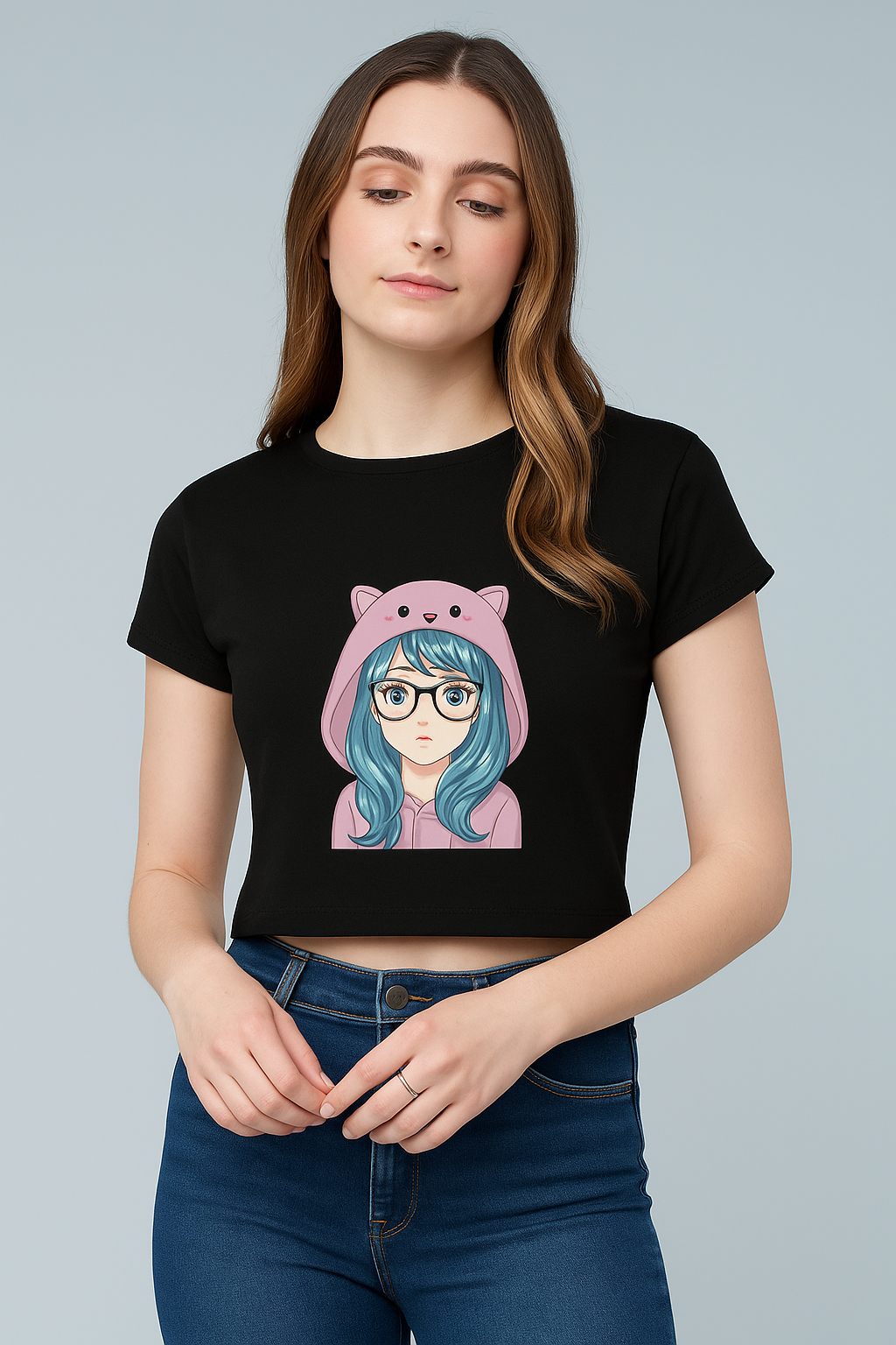 Cute Anime Girl Classic Crew T-shirt