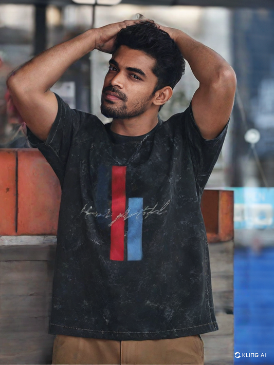 Typographic Quote Acid Wash Oversized T-shirt
